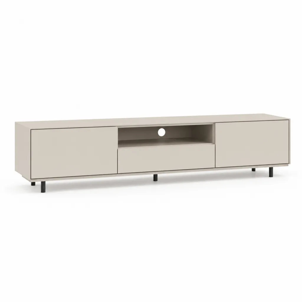 Mobile TV basso rettangolare 180 x 40 x 50 cm in pannelli di particelle beige