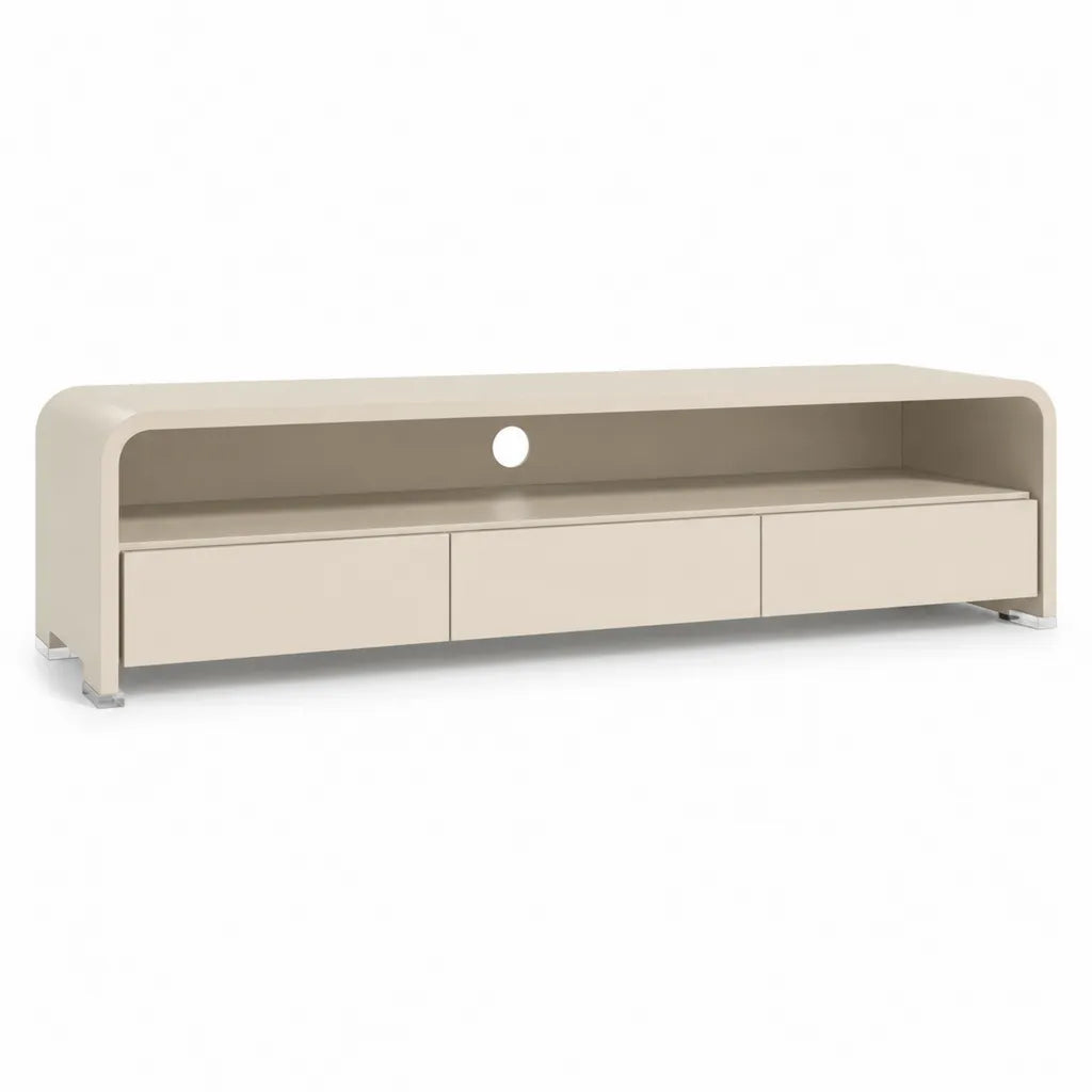 Mobile TV basso con 3 cassetti e vano a giorno in MDF beige 180 x 40 x 60 cm
