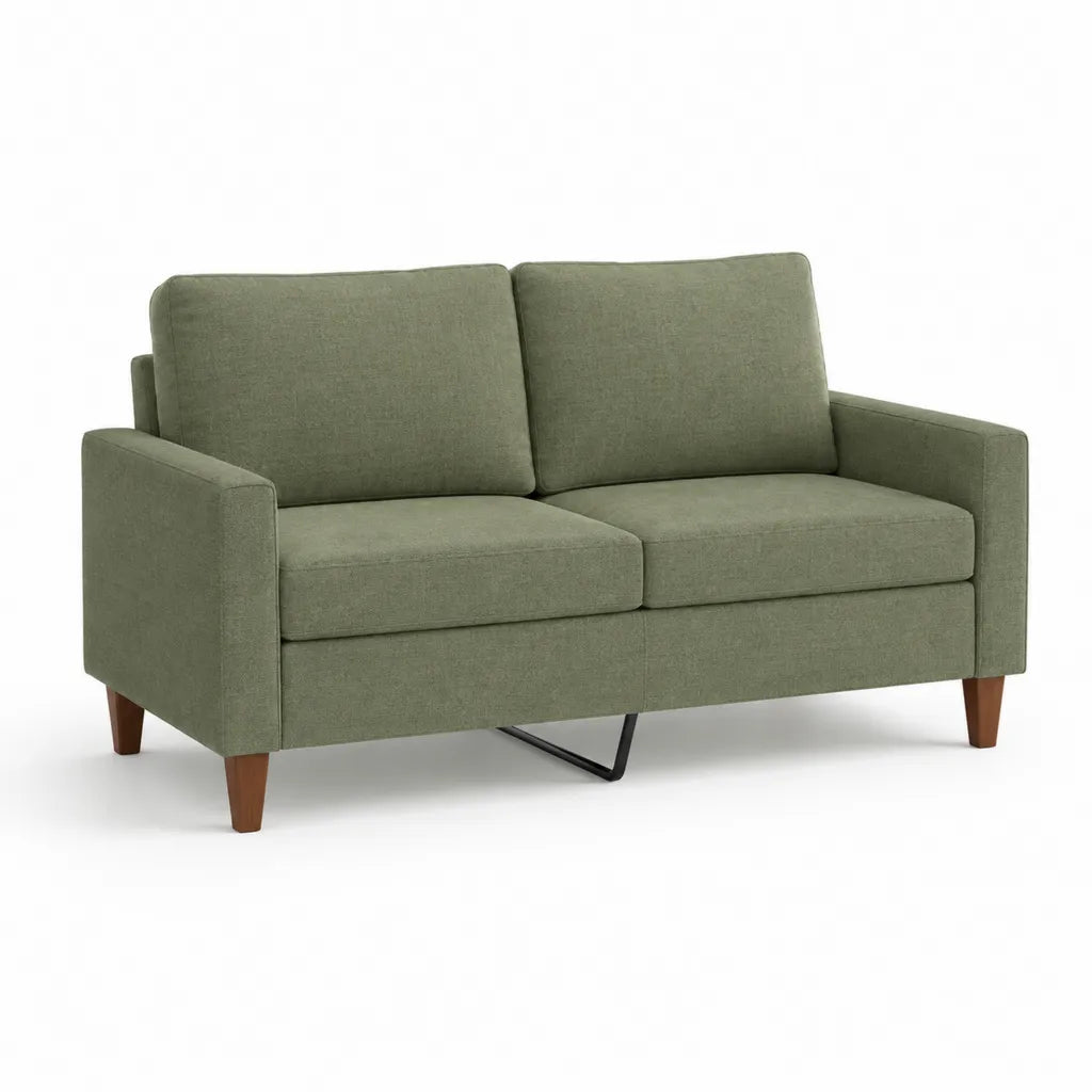 Divano 2 posti rettangolare in poliestere verde oliva 150 x 82 x 86 cm